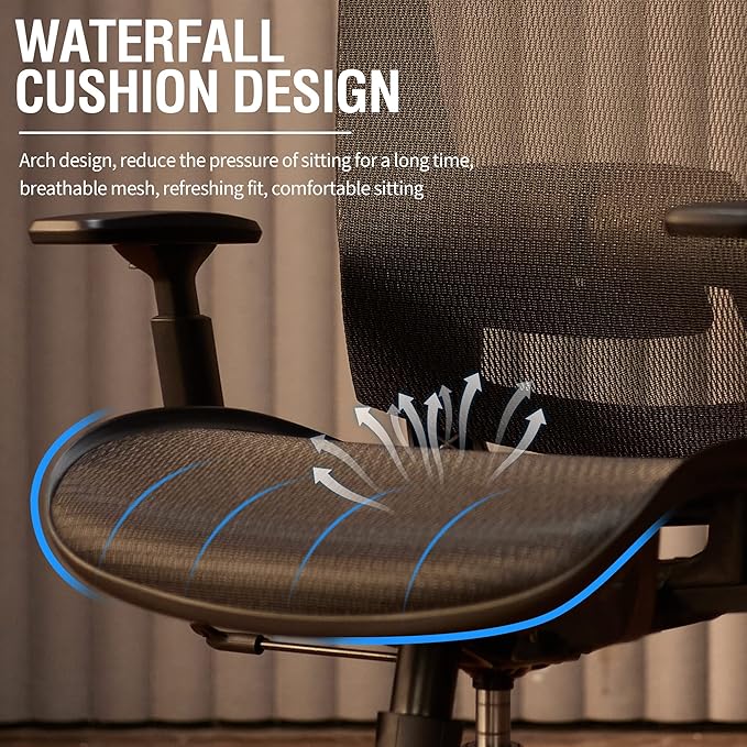 Mesh Office Chair,Ergonomic Computer Desk Chair,Sturdy Task Chair- Adjustable Lumbar Support & Armrests,Tilt Function,Comfort Wide Seat,Swivel Home Office Chair (Black) - LeafyLoom