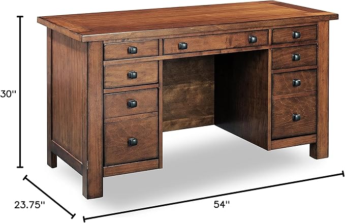 Tahoe Aged Maple Executive Pedestal Desk by Home Styles, 5412-18 - LeafyLoom