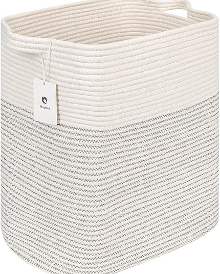 Cloth Large Blanket Basket,Storage Basket Bins Rectangle Small Woven Baskets for Storage, Nursery Cotton Rope Basket Living Room, Toy Basket For Organizing, Clothes Laundry Baskets set of 2 - LeafyLoom