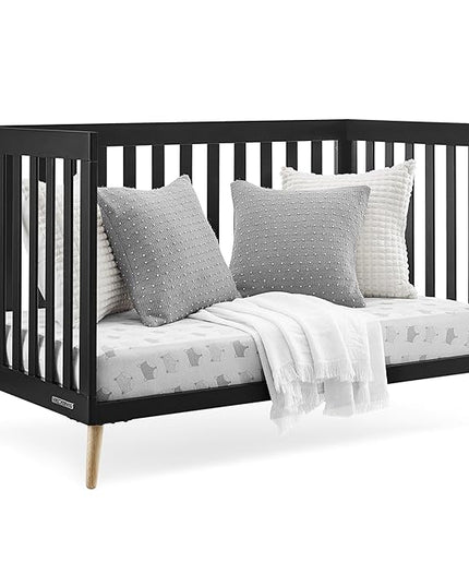 Delta Children Essex 4-in-1 Convertible Baby Crib, Ebony with Natural Legs - LeafyLoom