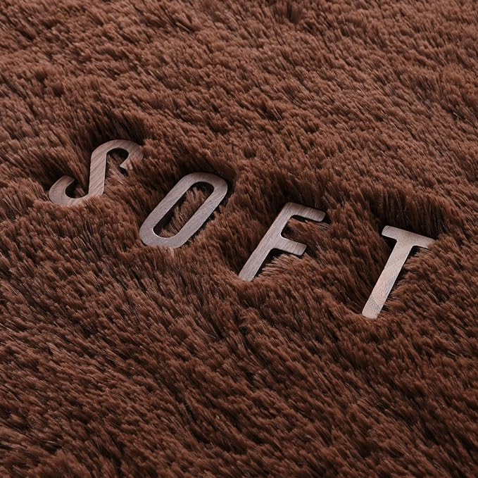 4x6 Large Area Rugs for Living Room, Super Soft Fluffy Modern Bedroom Rug, Brown Coffee Indoor Shag Fuzzy Carpets for Girls Kids Nursery Room Home Decor - LeafyLoom