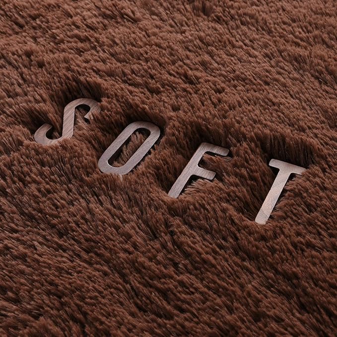 5x8 Large Area Rugs for Living Room, Super Soft Fluffy Modern Bedroom Rug, Brown Coffee Indoor Shag Fuzzy Carpets for Girls Kids Nursery Room Home Decor - LeafyLoom