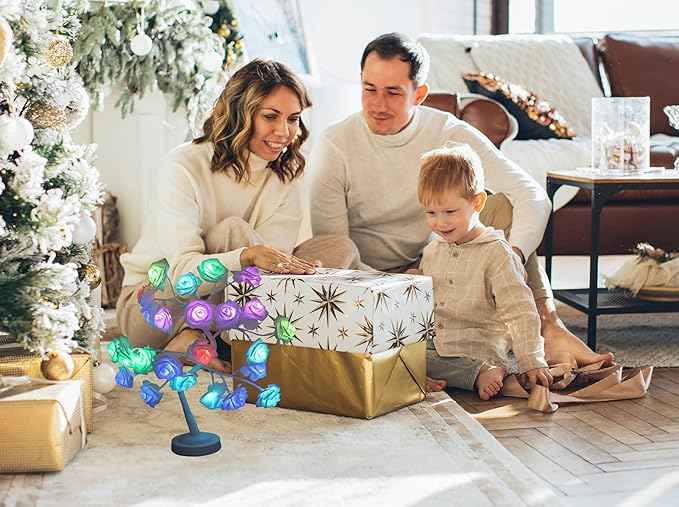 Enchanted Rose Flower Tree Lamp - 16 Vibrant Colors with Remote Control - Ideal Gift for Women, Teens, Girls - Perfect for Wedding, Christmas, Parties - Elegant Home Décor for Living Room, Bedroom - LeafyLoom