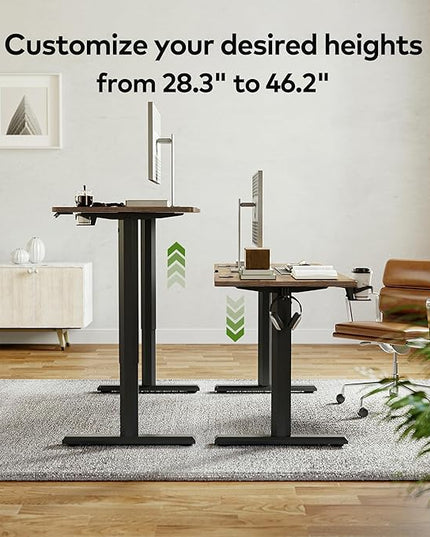 FAMISKY Electric Standing Desk, 63 x 24 Inches Height Adjustable Desk, Ergonomic Home Office Computer Workstation with Vertical Splice Board, Rustic Brown - LeafyLoom