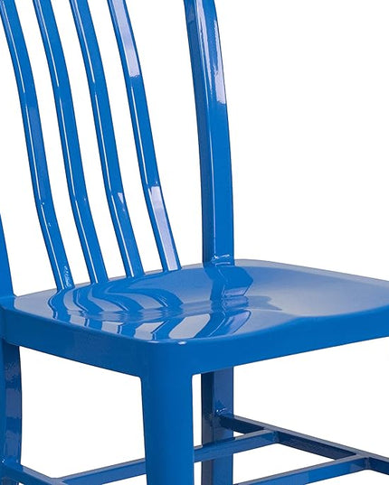 Flash Furniture Gael Commercial Grade 2 Pack Blue Metal Indoor-Outdoor Chair - LeafyLoom