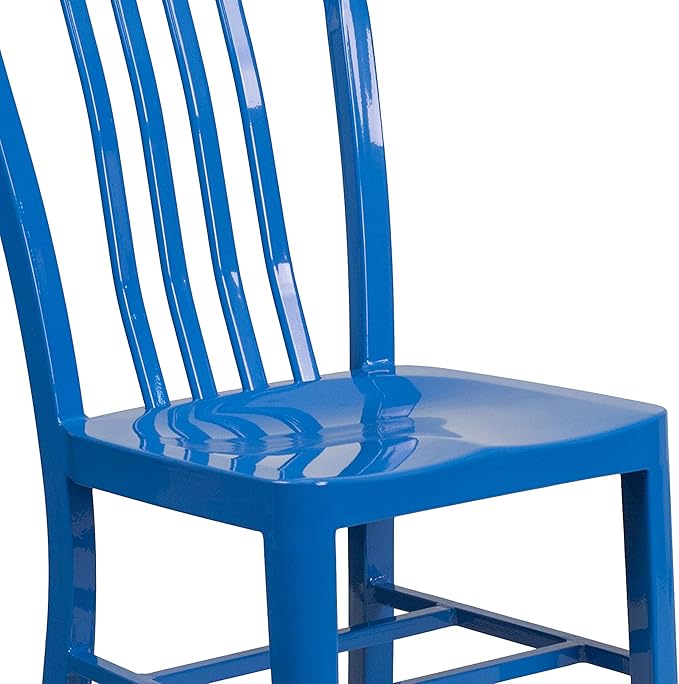 Flash Furniture Gael Commercial Grade 2 Pack Blue Metal Indoor-Outdoor Chair - LeafyLoom