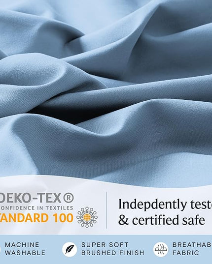 LuxClub Twin XL Sheets - Soft Twin Bed Sheets for Boys and Girls, 4 PC Deep Pockets 18" Eco Friendly Wrinkle Free Kids Fitted Sheets Machine Washable Hotel Bedding Silky Soft - Sky Twin XL - LeafyLoom