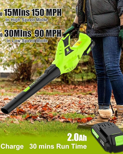 Leaf Blower Cordless, 21V Handheld Electric Leaf Blower with Battery and Charger, Lightweight Battery Powered Leaf Blowers for Lawn Care,Patio,Yard,Sidewalk - LeafyLoom