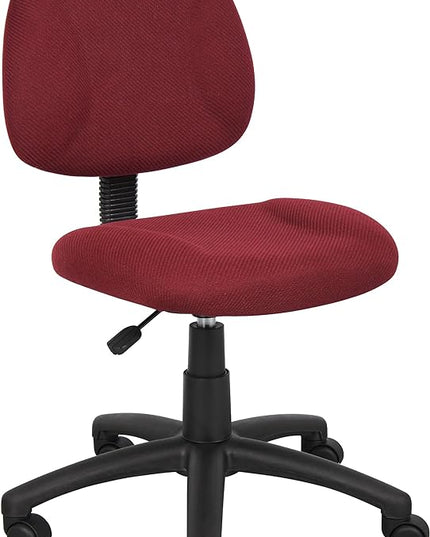Boss Office Products Perfect Posture Delux Fabric Task Chair without Arms in Burgundy - LeafyLoom