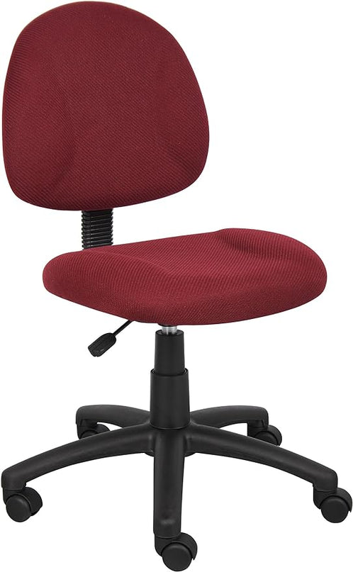 Boss Office Products Perfect Posture Delux Fabric Task Chair without Arms in Burgundy - LeafyLoom