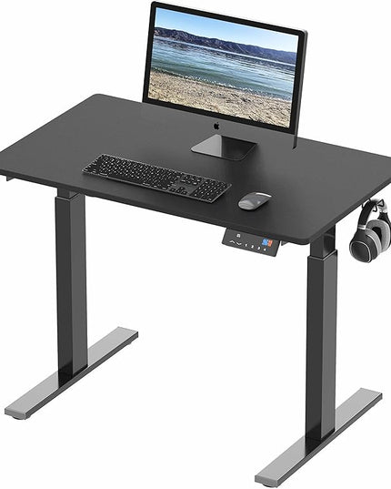 SHW Memory Preset Electric Height Adjustable Standing Desk, 40 x 24 Inches, Black - LeafyLoom