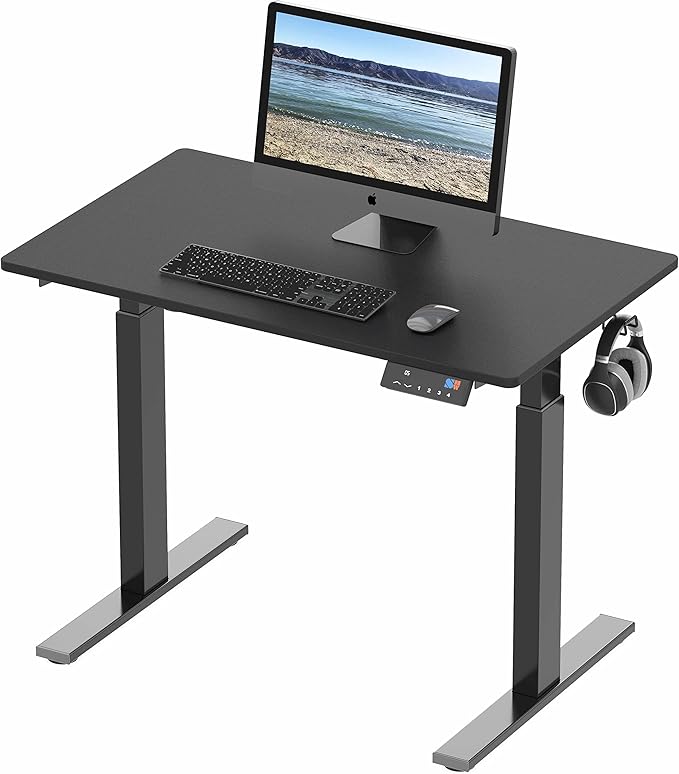 SHW Memory Preset Electric Height Adjustable Standing Desk, 40 x 24 Inches, Black - LeafyLoom