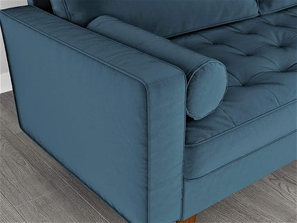 S5456 Mid Century Modern Velvet Upholstered Tufted Living Room Sofa, 69.68", Prussian Blue - LeafyLoom