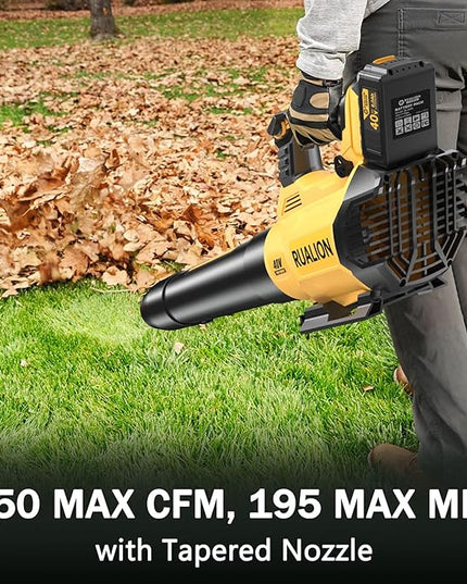 Leaf Blower Cordless Up to 650 CFM 195 MPH-Electric Leaf Blowers Brushless-Battery Powered Blowers for Lawn Care, Patio, Garage(40V 6.0 Ah Battery and Charger included) - LeafyLoom