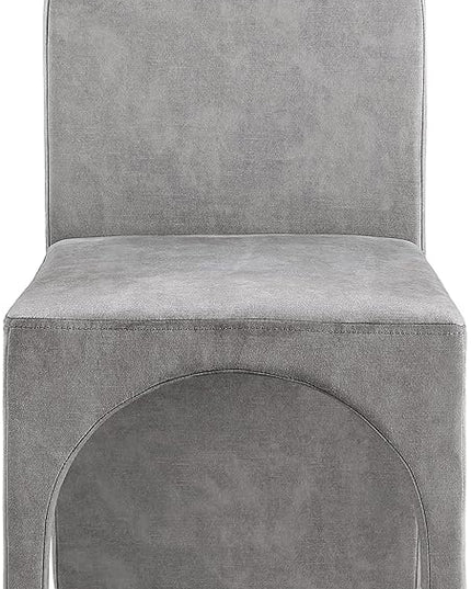 Meridian Furniture Summer Collection Modern | Contemporary Velvet Upholstered Dining Side Chair with Steel Frame, Set of 2, Grey - LeafyLoom