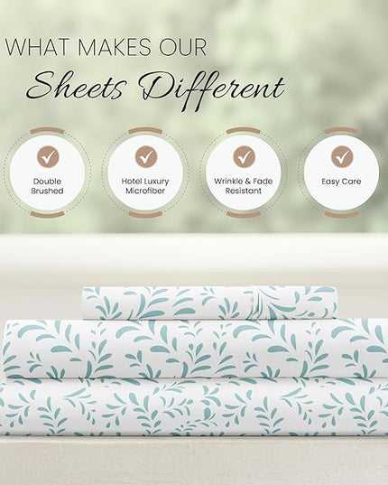 Linen Market 3 Piece Twin Bedding Sheet Set (Light Blue Vines) - Sleep Better Than Ever with These Ultra-Soft & Cooling Bed Sheets for Your Twin Size Bed - Deep Pocket Fits 16" Mattress - LeafyLoom
