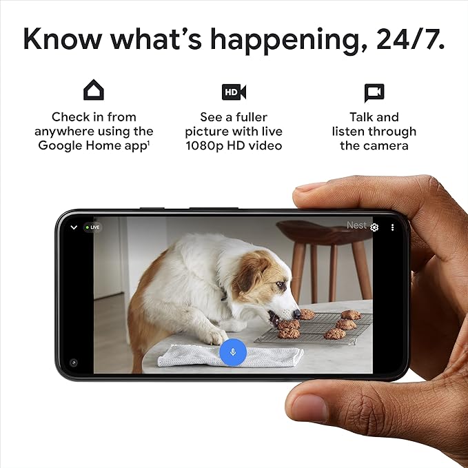 Google Nest Security Cam (Wired) - 2nd Generation - Linen, 1080p, Motion Only GoogleLLC