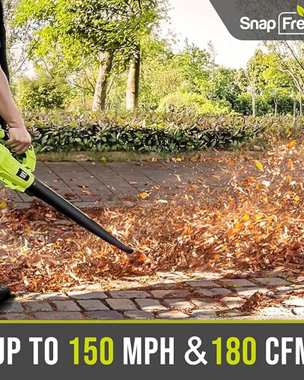SnapFresh Cordless Leaf Blower - 180 CFM Leaf Blower with Battery & Charger, 2 Section Tubes, Free Control Speed,Lightweight, Electric Leaf Blower for Blowing Leaves, Lawn Care, Dust & Other Debris - LeafyLoom