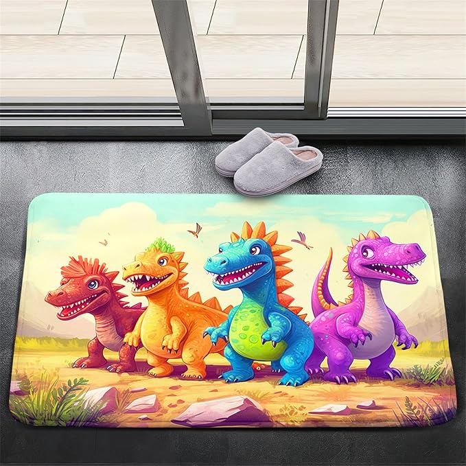 Dinosaur Rugs for Boys Bedroom - Cartoon Dinosaur Rug Dinosaur Carpet Playroom Mat for Kids Room Colorful Cute Dino Rug for Room Kids Carpet for Bedroom,2'×3' - LeafyLoom