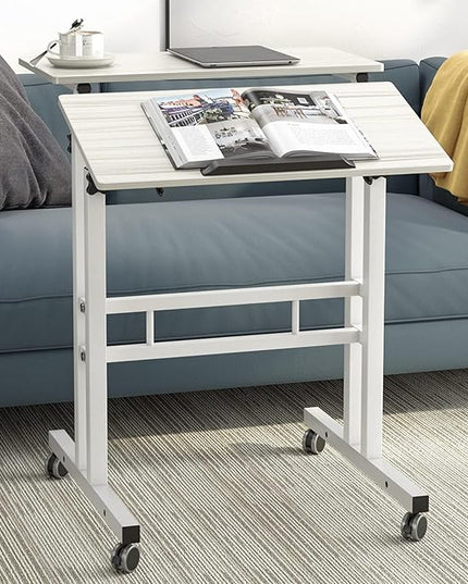 SDHYL Mobile Stand Up Desk, 24 inch Laptop Computer Desk Adjustable Standing Home Office Desks with Roller, Student Desk School Desk Simple Stand Up Desk Small Desks for Small Spaces, Maple - LeafyLoom