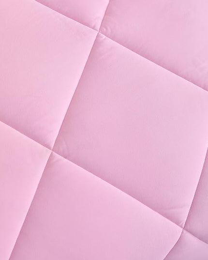 NTBAY Twin Comforter Set with Sheets, 5 Pieces Soft and Breathable Twin Bedding Set, Twin Bed in a Bag, Down Alternative Comforter Set Solid Color All Season, Kids Bedding Set, Pink - LeafyLoom