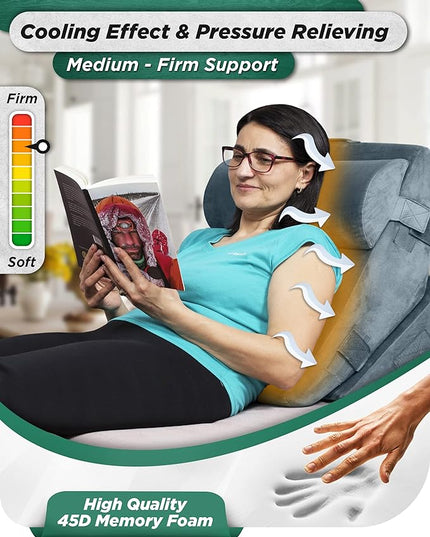 Lunix 3pcs Orthopedic Bed Wedge Pillow Set, Post Surgery Memory Foam for Back, Leg & Knee Pain Relief, Sitting Pillow, Adjustable Pillows for Acid Reflux and GERD for Sleeping, with Hot Cold Pack - LeafyLoom