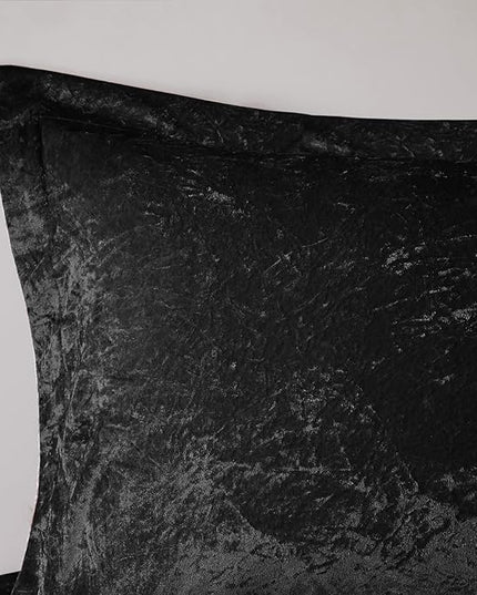 Intelligent Design Queen Duvet Cover Set, Velvet Queen Duvet Set, Luxury Diamond Quilting Black Duvet Cover, Fluffy Duvet Cover with Decorative Pillow and 2 Shams, 4 Pieces, Black, Full/Queen - LeafyLoom