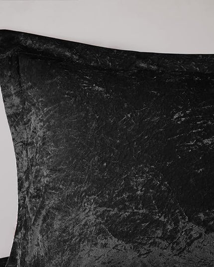Intelligent Design Twin Duvet Cover Set, Velvet Twin Duvet Set, Luxury Diamond Quilting Black Duvet Cover, Fluffy Duvet Cover with Decorative Pillow and 1 Sham, 3 Pieces, Black, Twin/Twin XL - LeafyLoom
