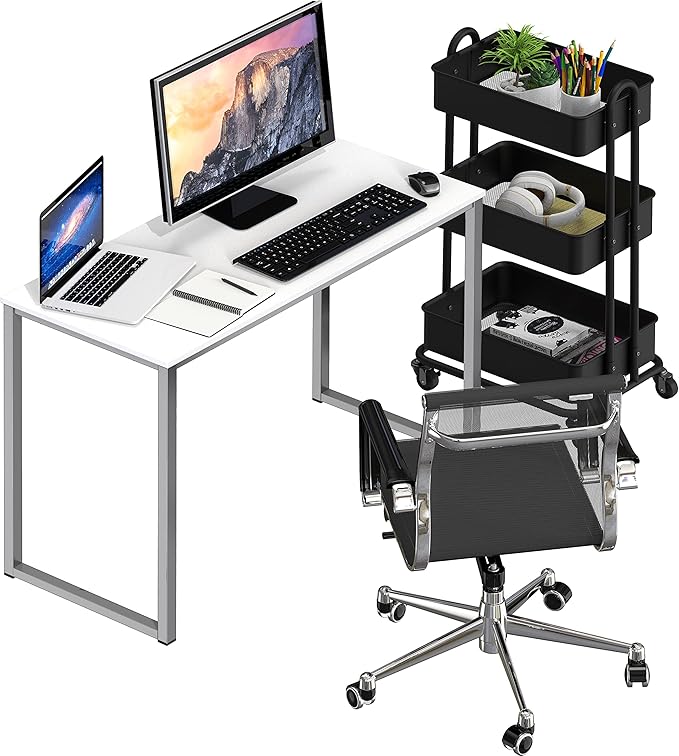 SHW Home Office 32-Inch Computer Desk, White - LeafyLoom