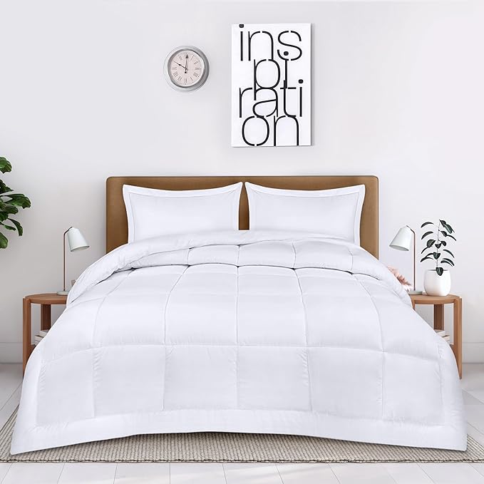 Utopia Bedding Queen Size Comforter Set with 2 Pillow Shams, Bedding Comforter Sets, Down Alternative White Comforter, Soft and Comfortable, Machine Washable - LeafyLoom