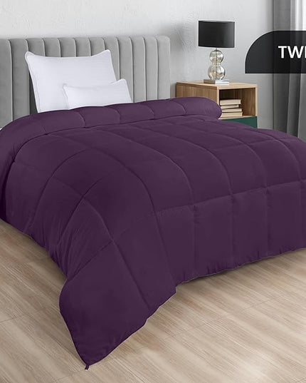 Utopia Bedding All Season 250 GSM Comforter - Soft Down Alternative Comforter - Plush Siliconized Fiberfill Duvet Insert - Box Stitched (Twin/Twin XL, Plum) - LeafyLoom