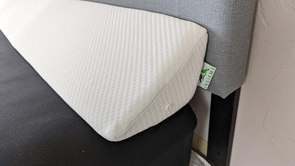 Insieme Queen Size Headboard Wedge Pillow (White) |Multi-Use Foam Bed Gap Filler for Covering Gaps Between Bed and Headboard or Wall (60x8x6x10 inch) - LeafyLoom