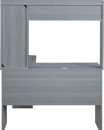 Techni Mobili Modern Hutch L-Shaped Computer Desk, Grey - LeafyLoom