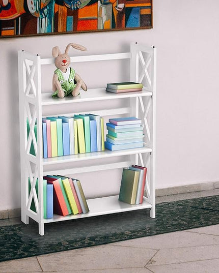 Casual Home Montego 3-Shelf White fold bookcase, 27.5" Wide - LeafyLoom