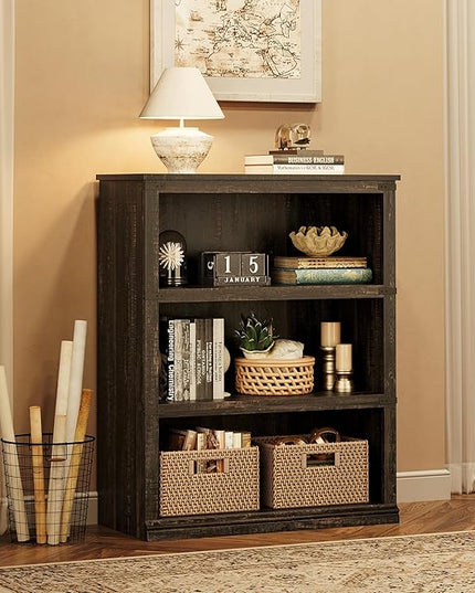GAOMON 3 Tier Bookcase, Farmhouse Book shelf with Storage Open Display Bookshelves, 40" Low Book Case Wooden 3 Shelf Bookcase Home Decor Furniture for Home Office, Living Room, Bed Room - Oak - LeafyLoom