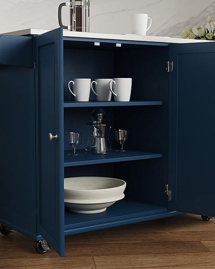 Homestyles Mobile Kitchen Island Cart with Stainless Steel Top, Blue - LeafyLoom