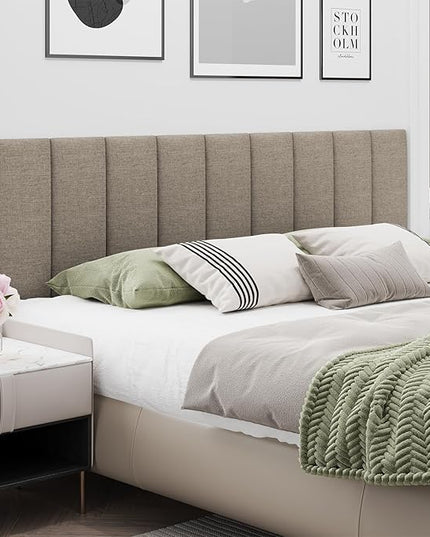 Twin Full Headboard, Wall Mounted Peel and Stick Headboard, Upholstered Tufted Bed Headboard for Twin Size Bed, Floating Dorm Bedroom Tall Headboard Soundproof Wall Panels (6 Panels, 10"x24") - LeafyLoom