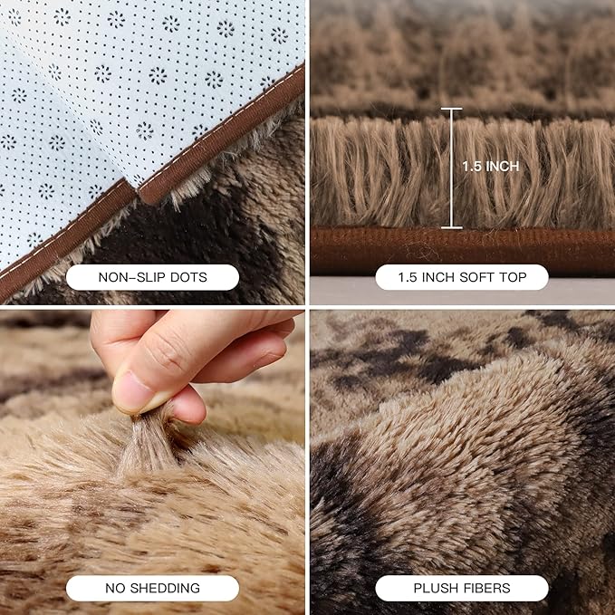 YOBATH Shag Area Rugs for Living Room Bedroom - Fluffy Rugs 6x9 Coffee Rug, Shaggy Rug for Girls Boys Living Room Rugs, Fuzzy Carpet for Nursery Dorm - LeafyLoom