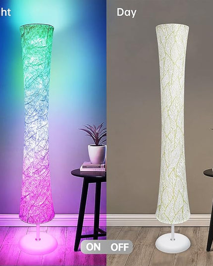 Floor Lamp, RGB Color Changing, Smart Control Music Sync with Fabric Shade, Standing Lamp for Living Room Bedroom Game Room, 62 inch - LeafyLoom