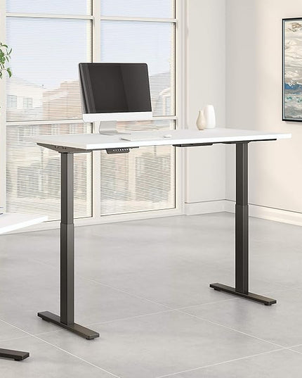 Bush Business Furniture Move 60 Electric Ergonomic Sit-Stand Computer Table for Home and Professional Office, 72W x 30D, White - LeafyLoom