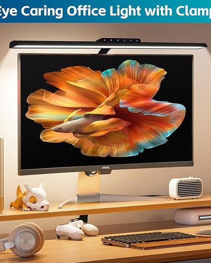 Desk Lamp, Stepless Dimming Desk Lamp with Clamp Flexible Gooseneck Desk Lamps for Home Office Eye Caring Desk Light Modern 24W Office Light for Sewing Studying Working Drawing - LeafyLoom