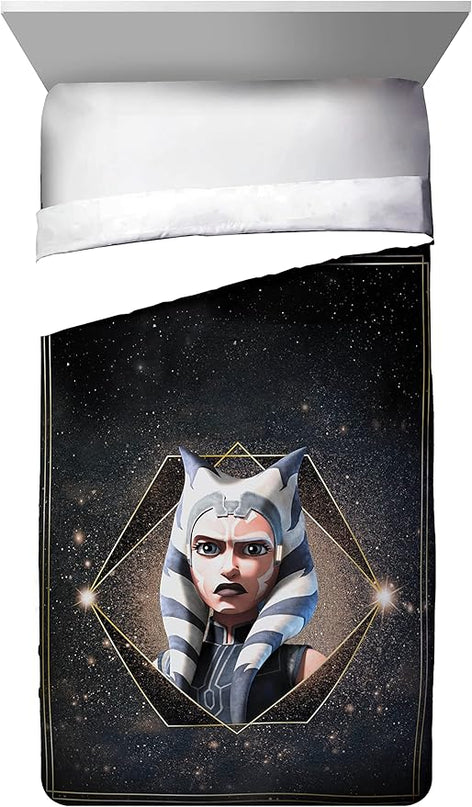 Jay Franco Star Wars The Clone Wars Ahsoka Force Full Comforter & Sham Set - Kids Super Soft Bedding - Fade Resistant Microfiber (Official Star Wars Product) - LeafyLoom