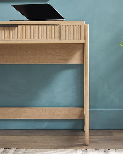 Walker Edison Office Writing and Computer Desk Spacious Desktop, Complementary in Living Spaces, 38 Inch, Reeded Lift-Top Coastal Oak - LeafyLoom