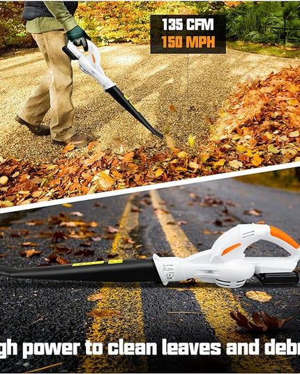 20V Cordless Leaf Blower Battery Powered for Lawn Care, Patio, Blowing Leaves and Snow, Handheld Lightweight including 2.0Ah Battery& Fast Charger - LeafyLoom