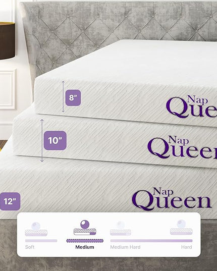 NapQueen 6 Inch Cooling Gel Twin Size Medium Firm Memory Foam Mattress, Bed in a Box, White - LeafyLoom