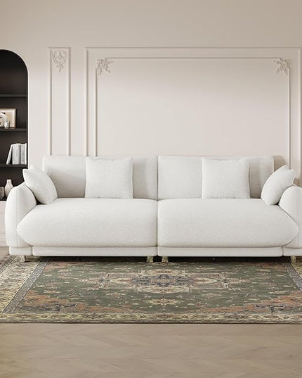 NicBex Sectional Couch Sofa with 4 Throw Pillows Modern Cloud Couch for Living Room Furniture Sets with Metal Legs AMD Sponge Filled, Modular Sofa for Living Room, Bedroom, Apartment, 86.6" L, Beige - LeafyLoom