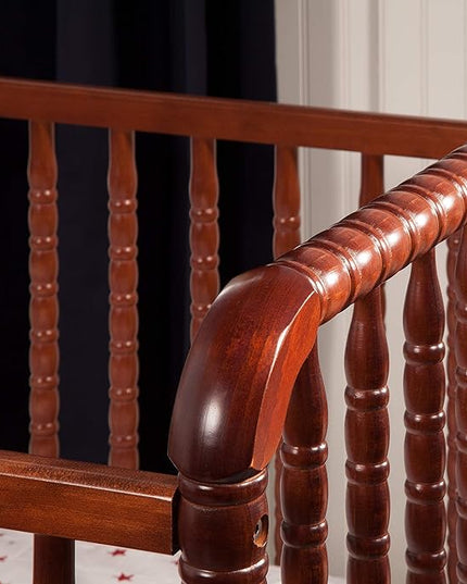 DaVinci Jenny Lind 3-in-1 Convertible Crib in Rich Cherry, Removable Wheels, Greenguard Gold Certified - LeafyLoom