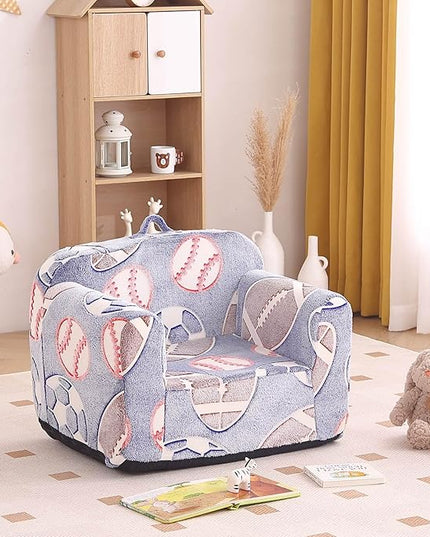 Tiita Kids Sofa, Chirldren Couch with Carrying Handle & Side Pockets, Kids Foam Chair, Toddler Armrest Chair,Kids Read Sofa for Girl Or Boy(Ball) - LeafyLoom
