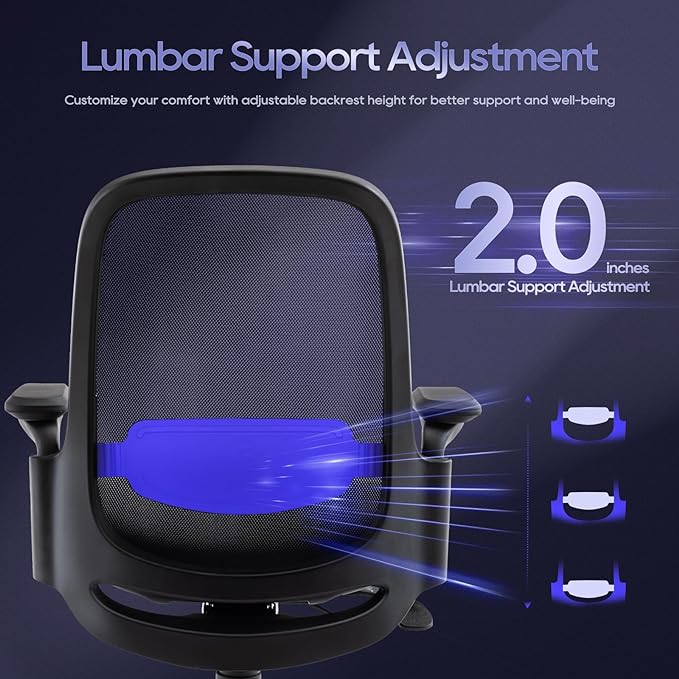 COLAMY 3084 Ergonomic Mesh Chair 300lbs, OfficeChair, Home Office DeskChair with Adjustable Seat Slider, Lumbar Support, Tilt and 3D Armrests, Mid Back-black & Grey - LeafyLoom