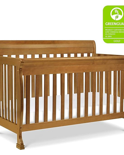 DaVinci Kalani 4-in-1 Convertible Crib in Chestnut, Greenguard Gold Certified - LeafyLoom